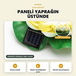 Greentech Güneş Enerjili Yüzen Nilüfer Havuz Lambası, Sıcak Beyaz LED, Süs Havuzu ve Gölet, Sarı / GT-SL45S