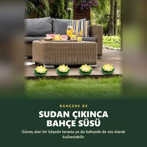 Greentech Güneş Enerjili Yüzen Nilüfer Havuz Lambası, Sıcak Beyaz LED, Süs Havuzu ve Gölet, Sarı / GT-SL45S