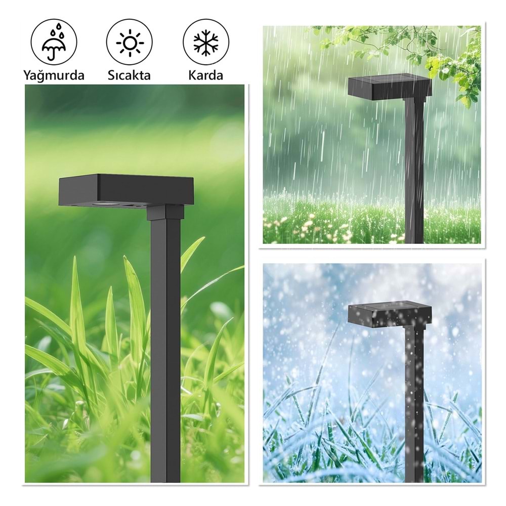 Greentech Güneş Enerjili Kazıklı Bahçe Yolu Lambası, Aşağı Işıklı, Siyah, 4 Adet / GT-SL50