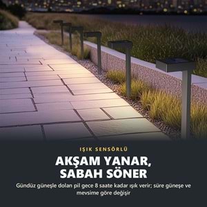 Greentech Güneş Enerjili Kazıklı Bahçe Yolu Lambası, Aşağı Işıklı, Siyah, 4 Adet / GT-SL50