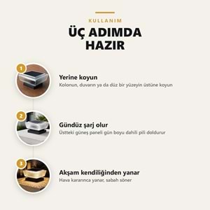 Greentech Güneş Enerjili Kolon Başı ve Duvar Üstü Lambası, 2 Adet, Baklava Desenli Cam, Sıcak Beyaz / GT-SL51